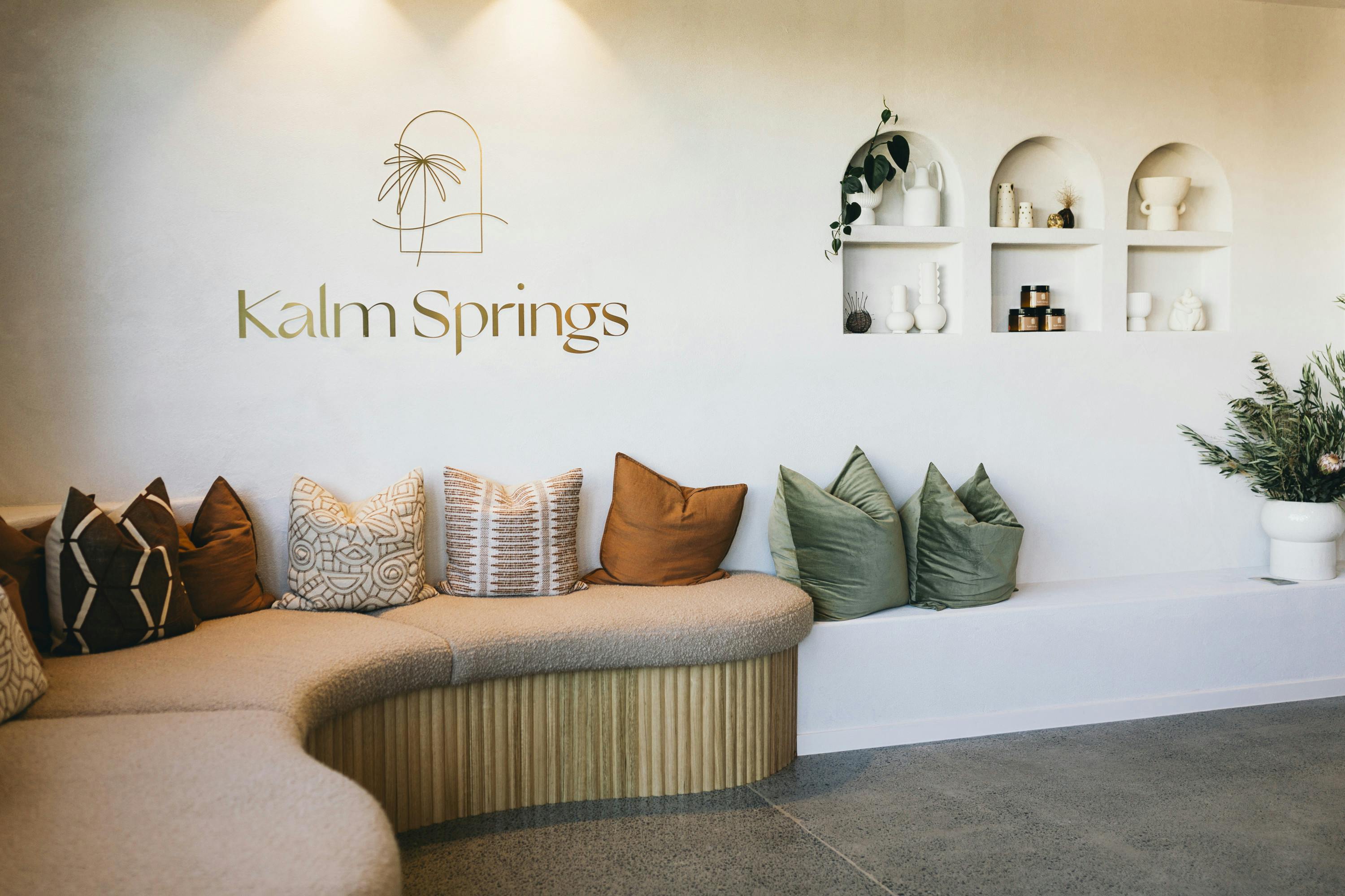 the reception area of a spa